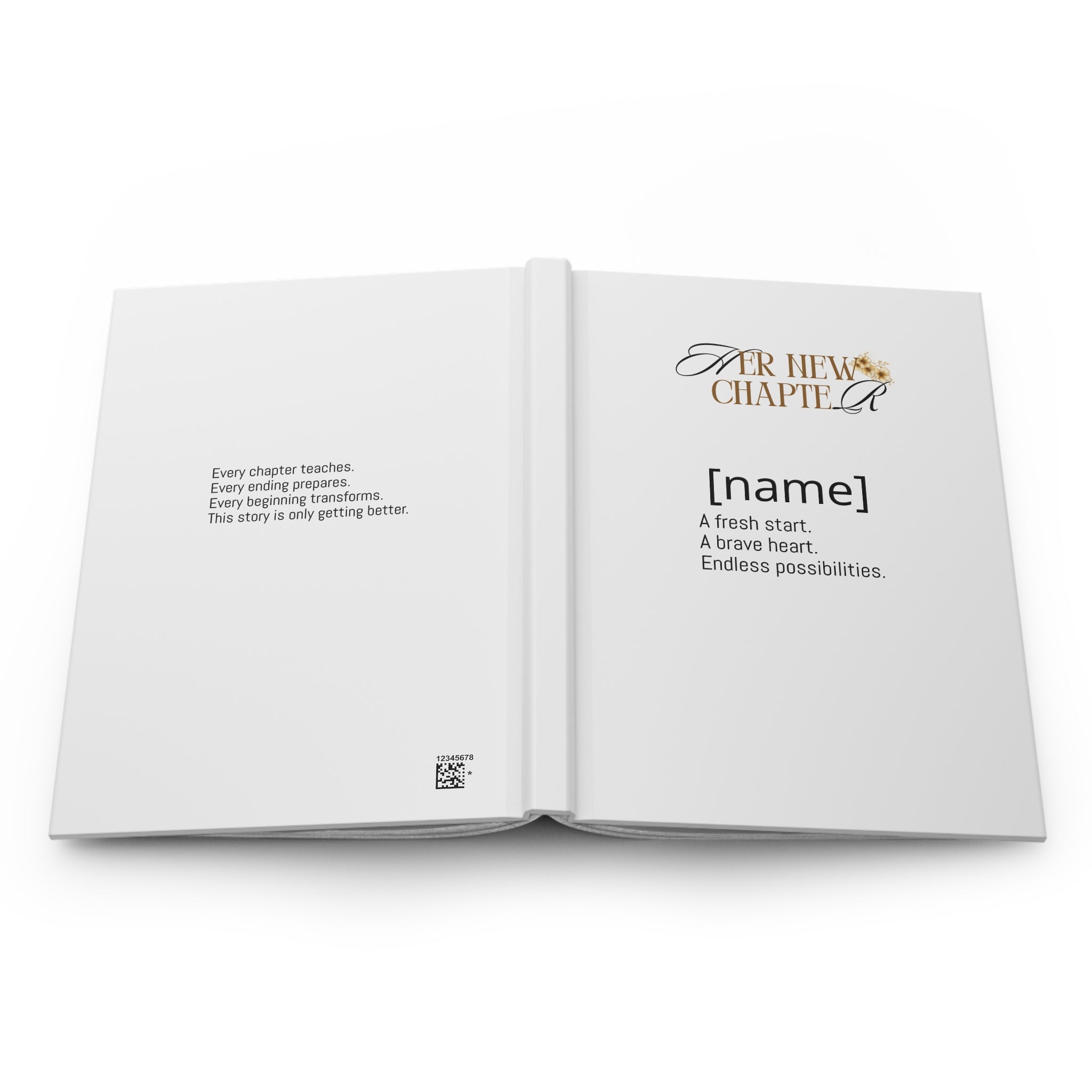 Her New Chapter Hardcover Journal — Personalized Inspirational Notebook for New Beginnings