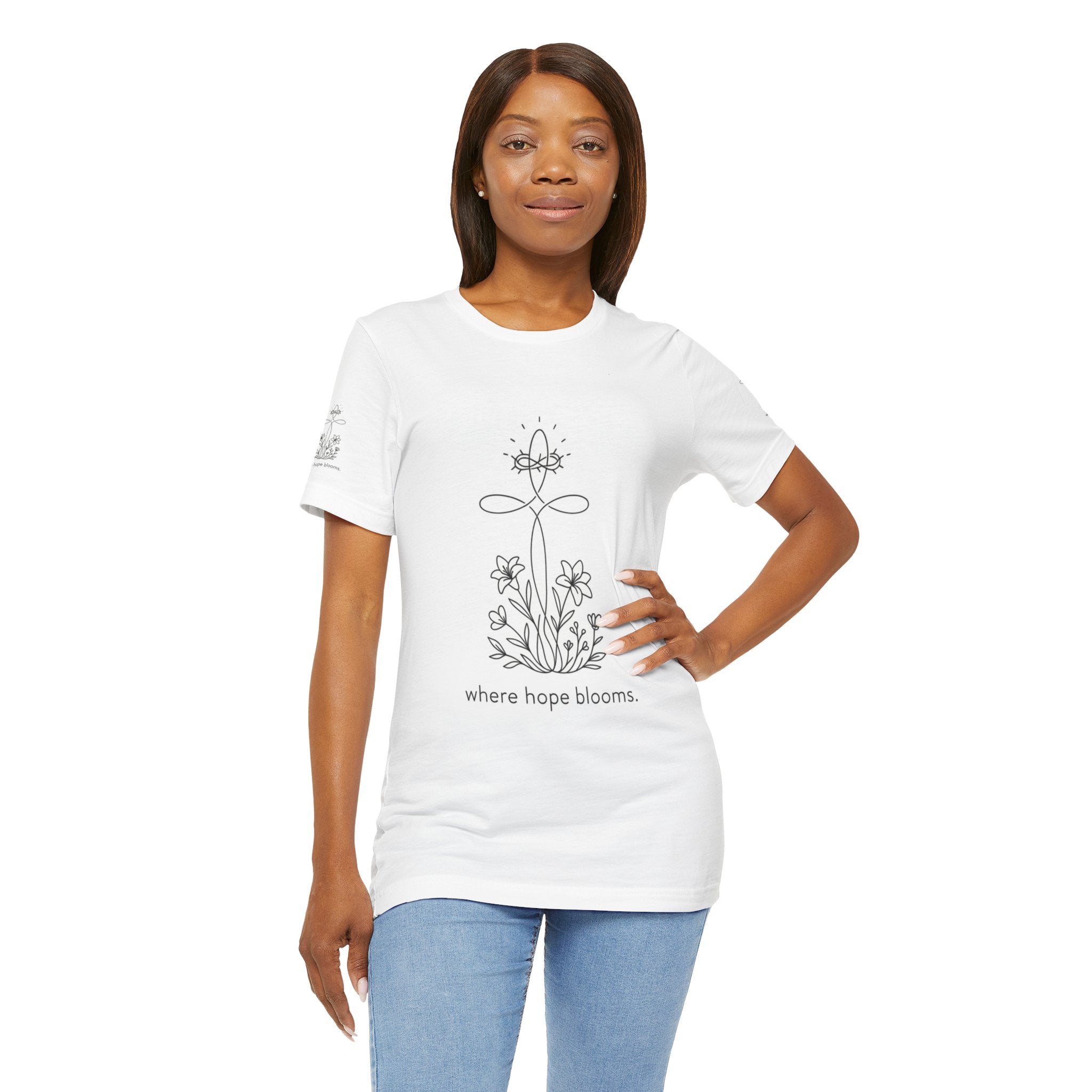 Where Hope Blooms Floral Cross T-Shirt