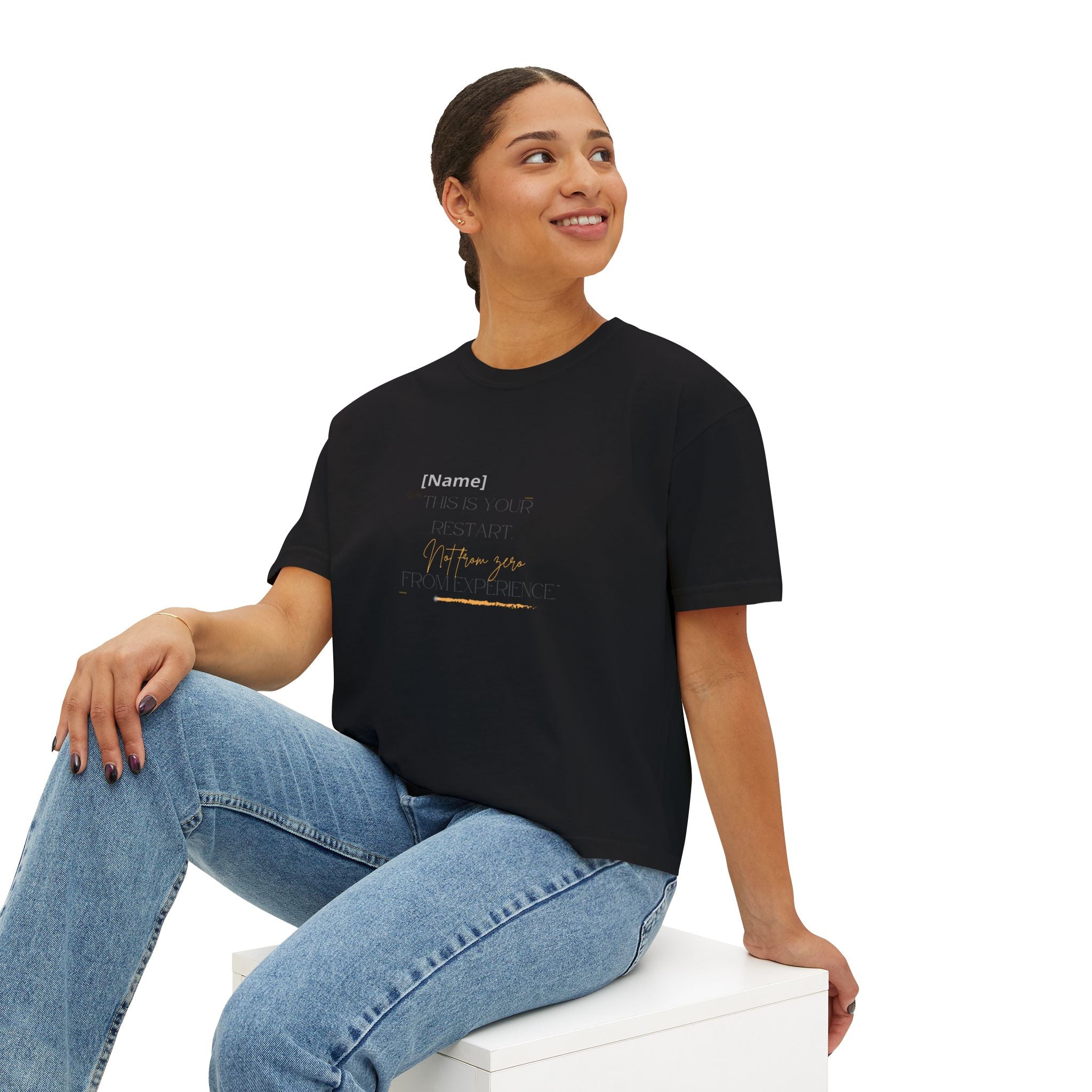 Women's Boxy Tee — Personalized 'This Is Our Restart' Minimal Motivational Shirt